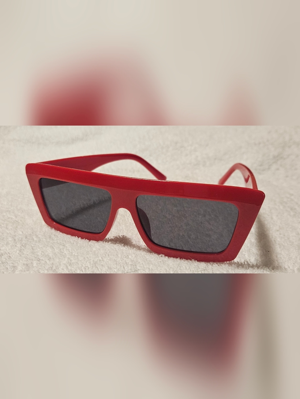 Bold Red Angular Frame Sunglasses for Women